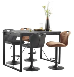 Profijt Meubel Bartafel Newhaven zwart mangohout 140x80 cm rechthoekig