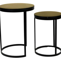Profijt Meubel Bijzettafelset Brody goud 38 en 30 cm rond