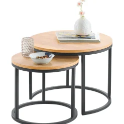 Profijt Meubel Bijzettafelset Budrio bruin 45 en 60 cm rond
