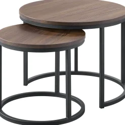 Profijt Meubel Bijzettafelset Budrio donkerbruin 45 en 60 cm rond