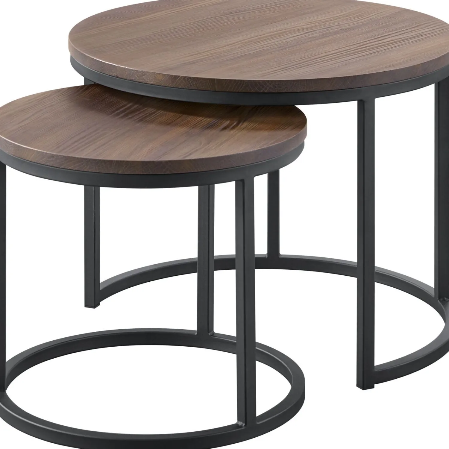 Profijt Meubel Bijzettafelset Budrio donkerbruin 45 en 60 cm rond