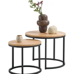 Profijt Meubel Bijzettafelset Budrio lichtbruin 45 en 60 cm rond