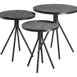 Profijt Meubel Bijzettafelset Chiva zwart (set van 3) rond