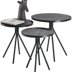 Profijt Meubel Bijzettafelset Chiva zwart (set van 3) rond