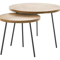 Profijt Meubel Bijzettafelset Zena old teak 50 en 70 cm rond