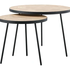 Profijt Meubel Bijzettafelset Zena orange teak 50 en 70 cm rond