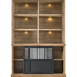 Profijt Meubel Boekenkast Ladonia 210x143x50 cm 2 glazen schuifdeuren