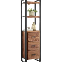 Profijt Meubel Boekenkast Newhaven mangohout 3 laden 200 cm