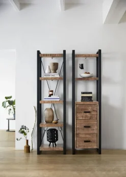 Profijt Meubel Boekenkast Newhaven mangohout 3 laden 200 cm