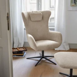 Profijt Meubel Draaifauteuil Renville beige met nekkussen