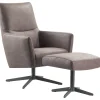 Profijt Meubel Draaifauteuil Varne microleder bruin met voetenbank basic comfort