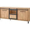 Profijt Meubel Dressoir Alva 90x207x50 cm orange teak met verlichting
