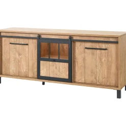 Profijt Meubel Dressoir Alva 90x207x50 cm orange teak met verlichting