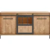Profijt Meubel Dressoir Alva 90x179x50 cm orange teak met verlichting