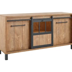 Profijt Meubel Dressoir Alva 90x179x50 cm orange teak met verlichting