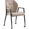 Profijt Meubel Eetkamerstoel Morada microvezel taupe met wieltjes