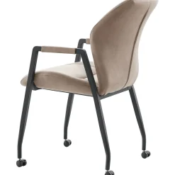 Profijt Meubel Eetkamerstoel Morada microvezel taupe met wieltjes