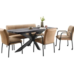 Profijt Meubel Eettafel Newhaven zwart mangohout 220x100 cm rechthoekig