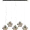 Profijt Meubel Hanglamp Winfield smoke glas 5-lichts