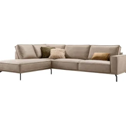 Profijt Meubel Hoekbank links Alburg microleder taupe basic comfort