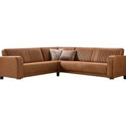 Profijt Meubel Hoekbank links Mills microleder cognac basic comfort