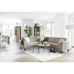 Profijt Meubel Hoekbank links Mills microleder taupe excellent comfort
