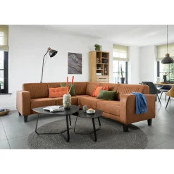 Profijt Meubel Hoekbank links Mills microleder cognac premium comfort