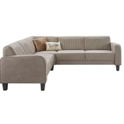 Profijt Meubel Hoekbank links Mills microleder taupe premium comfort