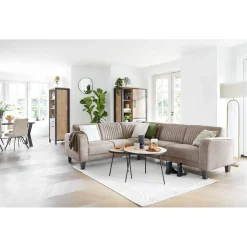 Profijt Meubel Hoekbank links Mills microleder taupe premium comfort