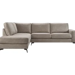 Profijt Meubel Hoekbank links Totham taupe microleder excellent comfort