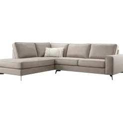 Profijt Meubel Hoekbank links Totham taupe microleder excellent comfort