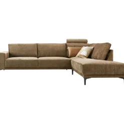 Profijt Meubel Hoekbank rechts Clanton bruin basic comfort met hoofdsteun