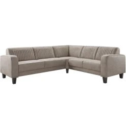Profijt Meubel Hoekbank rechts Mills microleder taupe excellent comfort
