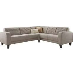 Profijt Meubel Hoekbank rechts Mills microleder taupe excellent comfort