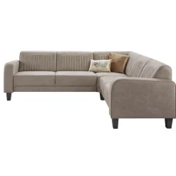 Profijt Meubel Hoekbank rechts Mills microleder taupe excellent comfort