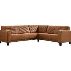 Profijt Meubel Hoekbank rechts Mills microleder cognac premium comfort