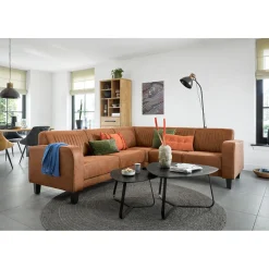 Profijt Meubel Hoekbank rechts Mills microleder cognac premium comfort
