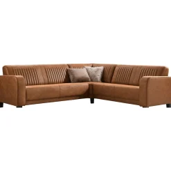Profijt Meubel Hoekbank rechts Mills microleder cognac basic comfort