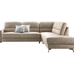 Profijt Meubel Hoekbank rechts Mirtho microleder taupe excellent comfort