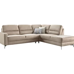 Profijt Meubel Hoekbank rechts Mirtho microleder taupe excellent comfort