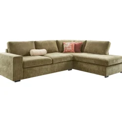 Profijt Meubel Hoekbank rechts Yukom groen met kussen basic comfort