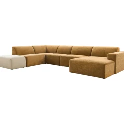 Profijt Meubel Hoekbank Romont bruin hocker beige basic comfort