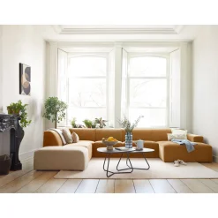 Profijt Meubel Hoekbank Romont bruin hocker beige basic comfort