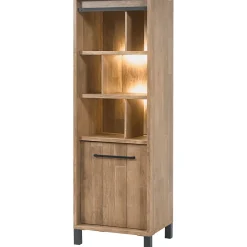 Profijt Meubel Opbergkast Alva 188x63x50 cm old teak met verlichting