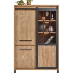 Profijt Meubel Opbergkast Alva 188x122x50 cm orange teak met verlichting