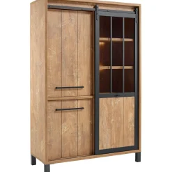Profijt Meubel Opbergkast Alva 188x122x50 cm orange teak met verlichting