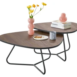 Profijt Meubel Salontafelset Budrio donkerbruin 71 en 86 cm organisch