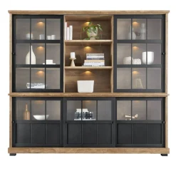 Profijt Meubel Vitrinekast Ladonia 210x233x50 cm 5 glazen schuifdeuren