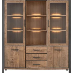 Profijt Meubel Vitrinekast Mantera 200x180x48 cm donkerbruin