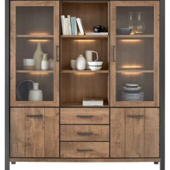 Profijt Meubel Vitrinekast Mantera 200x180x48 cm donkerbruin